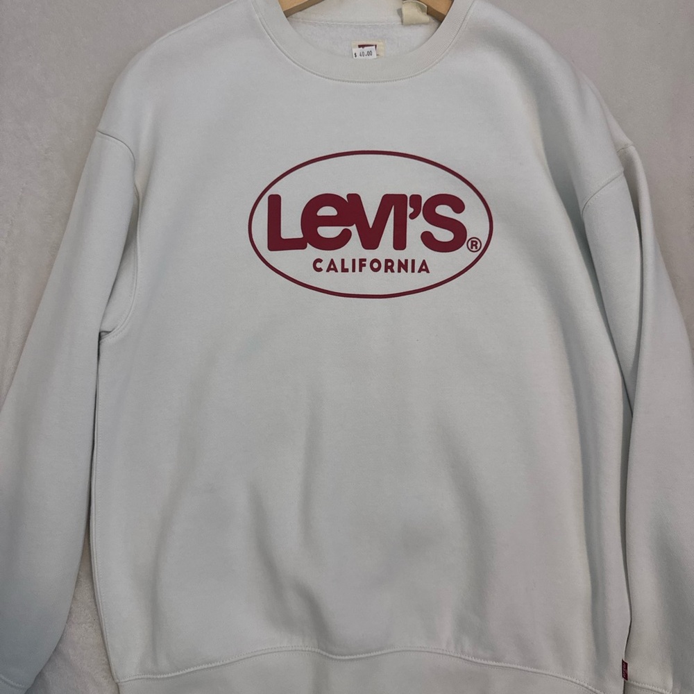 Levi's White and Red Logo Sweatshirt
